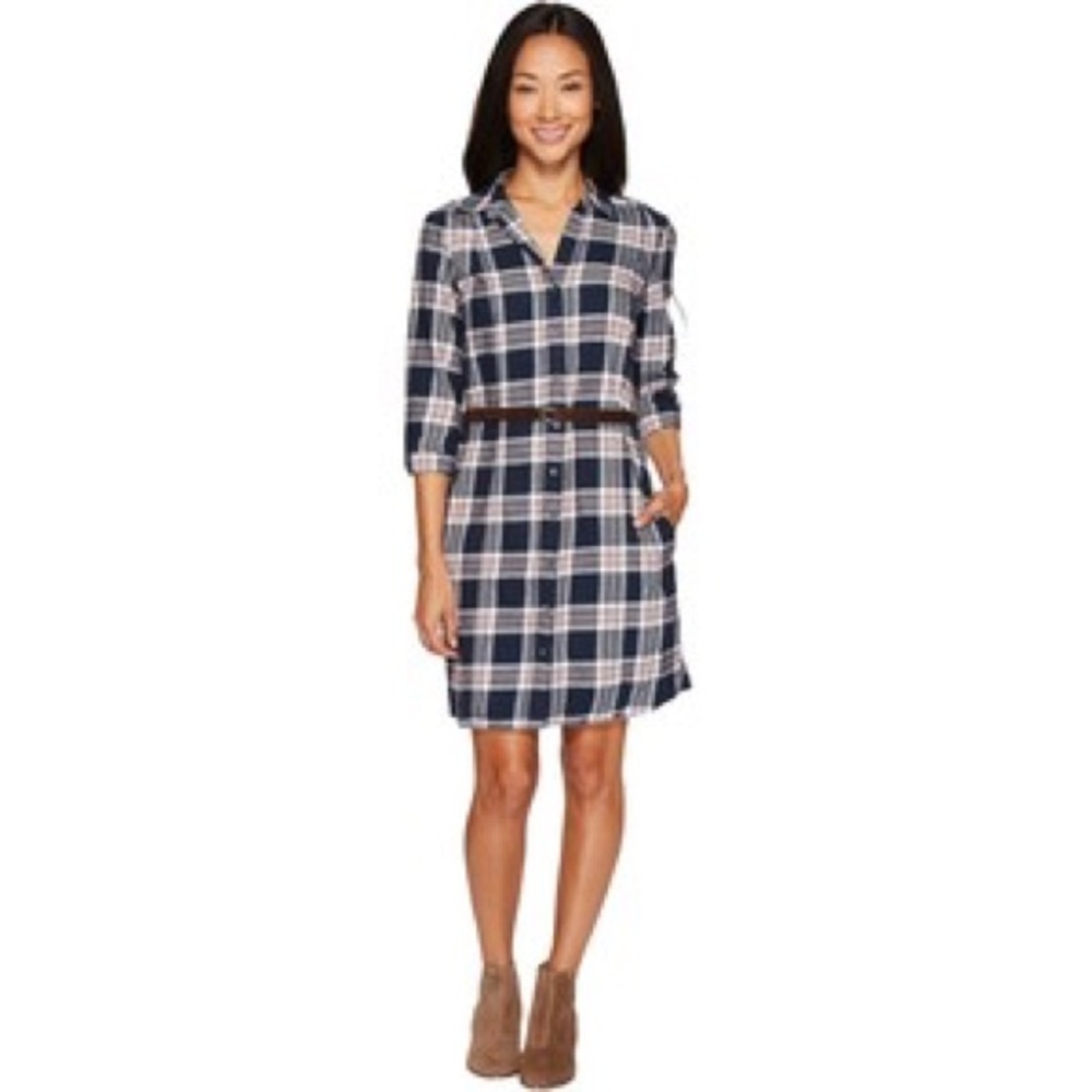 Button Up Flannel Dress with Pockets